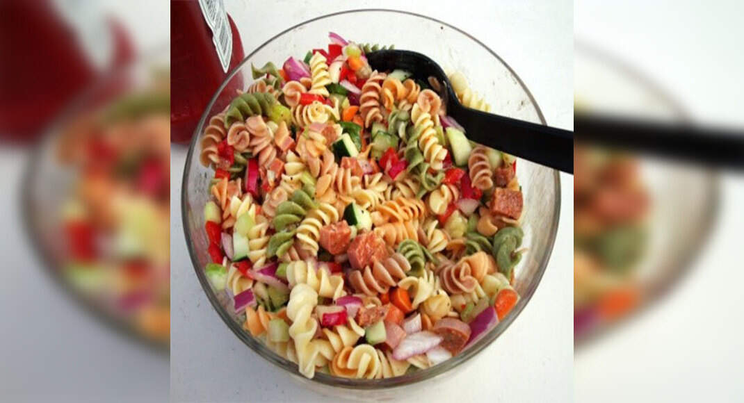 Tricolour Pasta Salad Recipe: How to Make Tricolour Pasta Salad Recipe | Homemade Tricolour Pasta Sa