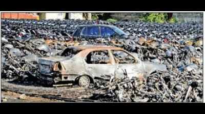 400 bikes gutted at showroom yard