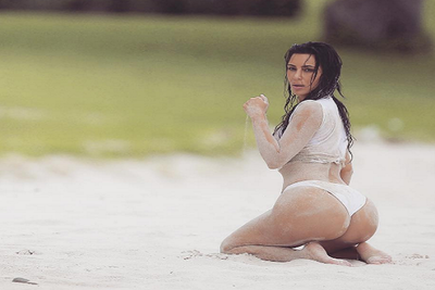 Kim Kardashian flaunts a slimmed-down beach body in bikini