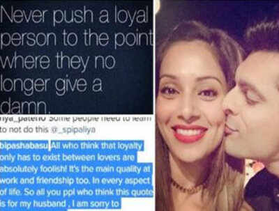Bipasha's befitting reply to haters who questioned hubby Karan's loyalty