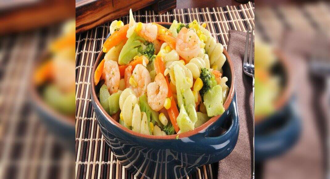 Shrimp and Pasta Salad Recipe: How to Make Shrimp and Pasta Salad Recipe | Homemade Shrimp and Pasta