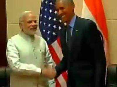 PM Narendra Modi meets US president Barack Obama in Laos