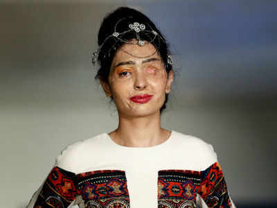 Indian acid attack survivor walks at New York Fashion Week