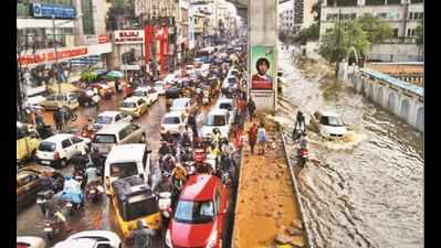 Hyderabad jammed again as roads turn into rivers