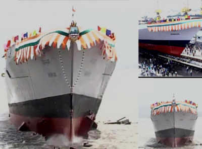 Indian Navy's guided missile destroyer 'Mormugao' launched