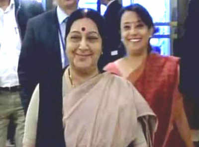 Sushma Swaraj arrives in New York for UNGA address