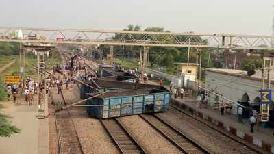 Freight train derails at Barhan station in Agra