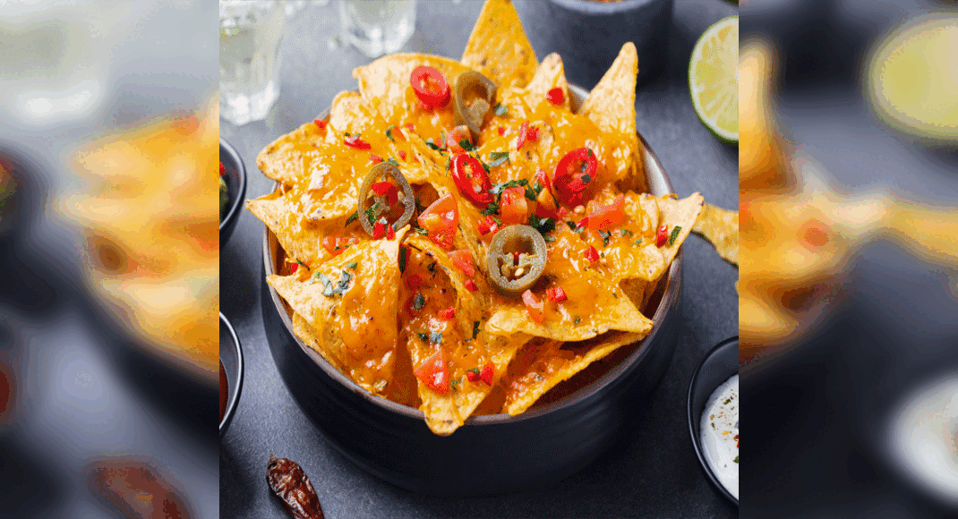 Veggie Nachos Recipe: How to make Veggie Nachos Recipe at Home | Homemade Veggie Nachos Recipe - Tim