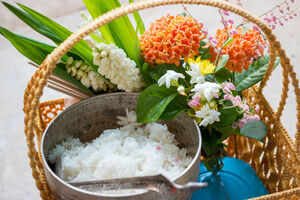 Attend the Buddhist ceremony of alms giving to monks