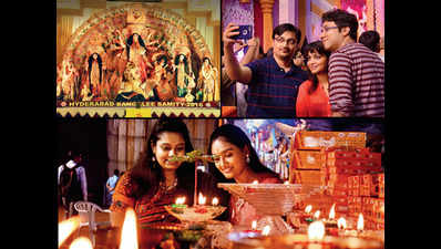 Durga Pujo in Hyderabad: Dhak, Shankh and Dhunuchi Naach