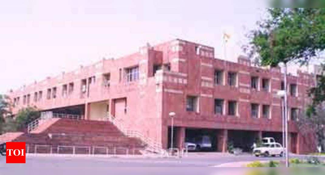 jnu-students-block-vc-rector-in-office-delhi-news-times-of-india