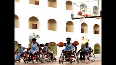 Slam dunking it from the wheelchair