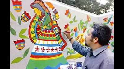 Local artists raised voice against outsourcing tenders of art-work and beautification in city