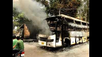 Lucky escape for 25 passengers as bus catches fire