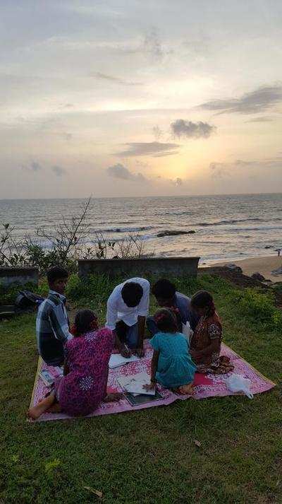 Engg students turn beach into gurukul, teach kids