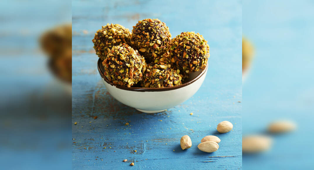 Pistachio and Burfi Chocolate Balls recipe by Pankaj Bhadouria on Times Food