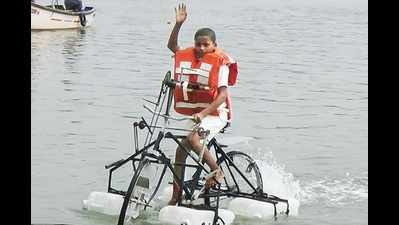 Student from rural Karnataka creates a bicycle capable of moving on water