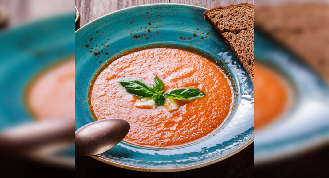 Tomato Gazpacho with Basil Yoghurt Recipe How to Make Tomato Gazpacho