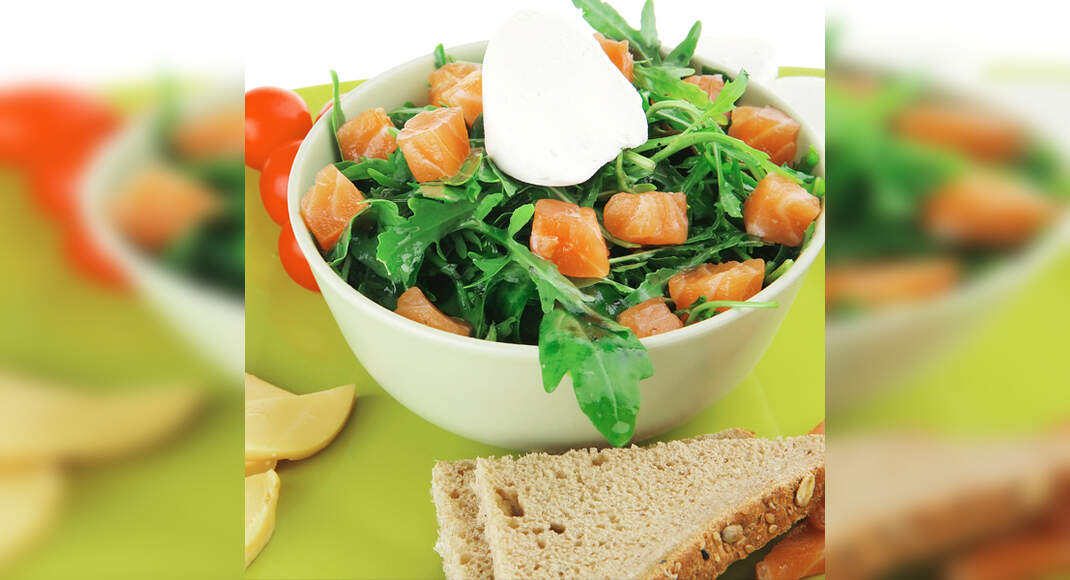 Salmon and Rocket Leaves Salad Recipe: How to Make Salmon and Rocket Leaves Salad Recipe | Homemade 