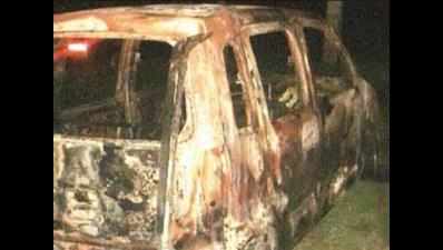 Residents burn car involved in accident