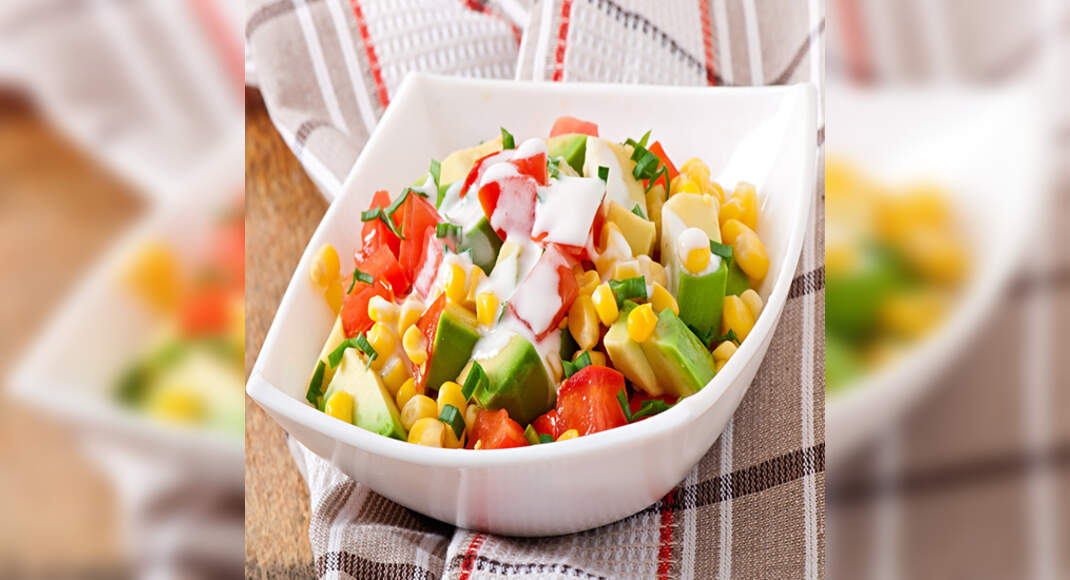 Corn and Avocado Salad Recipe: How to Make Corn and Avocado Salad Recipe | Homemade Corn and Avocado