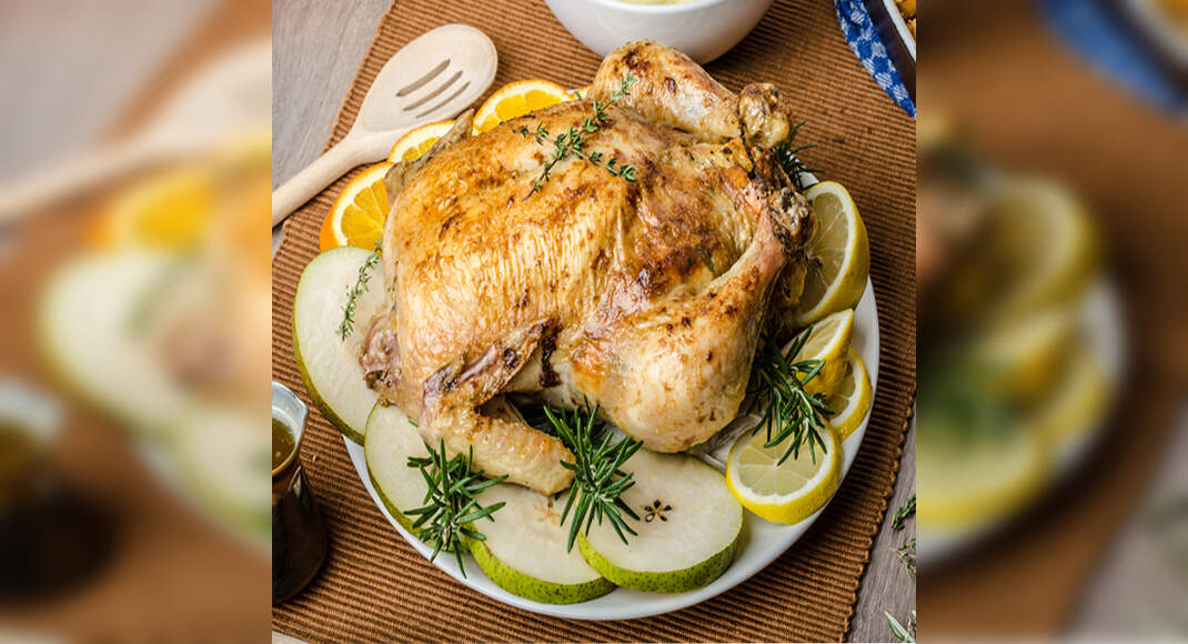 Roast Chicken with Stuffing Recipe: How to make Roast Chicken with Stuffing Recipe at Home | Homemad