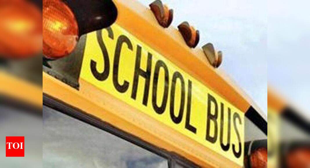 30 students have a narrow escape as school bus catches fire | Ahmedabad ...