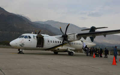 PIA staff sacrifice black goat before ATR plane take-off