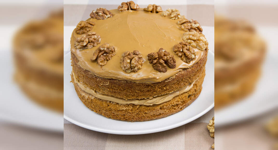 Coffee Walnut Cake Recipe: How to make Christmas Coffee Walnut Cake Recipe at Home | Homemade Coffee