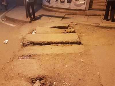 Broken footpath poses threat in Sheshadripuram