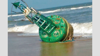 Kovalam Beach: Chennai: Navigational buoy washes ashore at Kovalam beach
