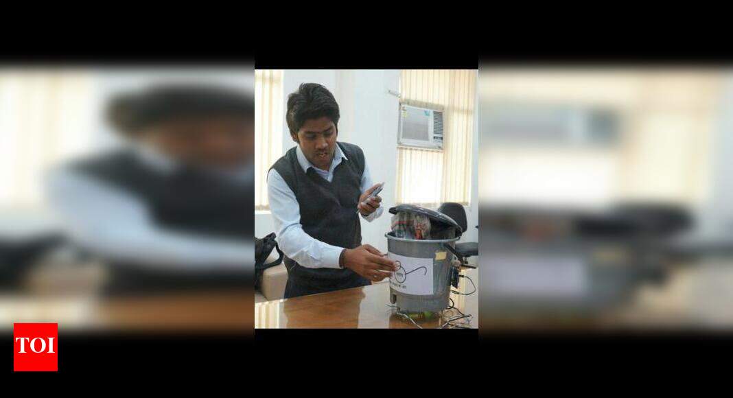 Dustbin created by student cries out to be emptied when full Noida