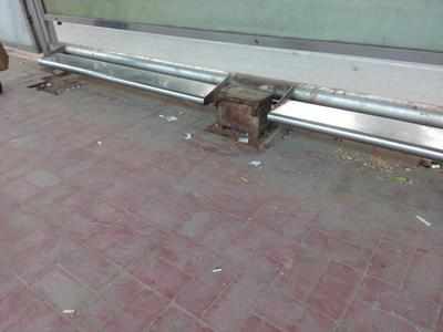 Bus stop bench at floor level