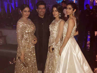 Pics: Sridevi's daughters Khushi and Jhanvi turn muse for Manish Malhotra at a grand wedding