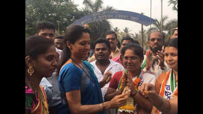 Mumbai traffic: Supriya Sule rides pillion to reach Thane poll campaign venue