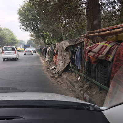 Slum in the middle of the road