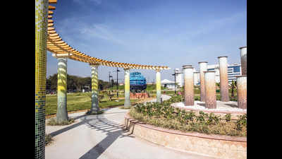 DMRC creates park from waste material at Shastri Park station
