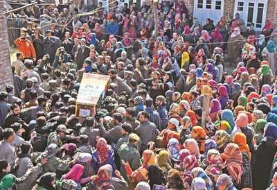 At militant hotbed, Kashmiris throng martyred soldier’s funeral