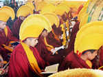 Tibetan Buddhist monks pray
