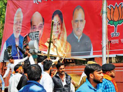 Rashtriya Karni Sena goes on rampage outside BJP office, assembly