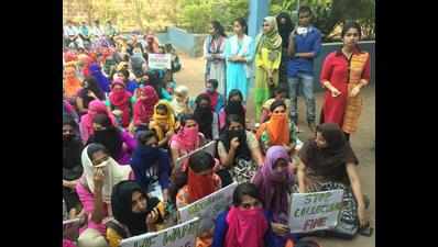 Students stage protest alleging harassment from management