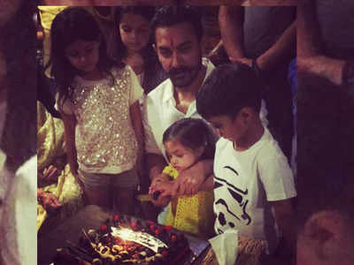 Cuteness Alert: Aamir Khan cutting his birthday cake with little Azad and Imara will melt your heart