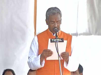 BJP's Trivendra Singh Rawat sworn in as CM of Uttarakhand