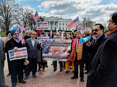 Indian-Americans hold rally in front of the White House to protest against hate crimes
