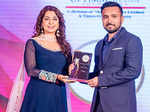 Shantanu Jaradi receives the Dental Care Expert award for Dentzz from Juhi Chawla