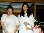Aishwarya Rai Bachchan with her mother Vrinda Rai and her daughter Aaradhya Bachchan