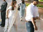 Neelam Kothari and Samir Soni arrive at the prayer meet of Aishwarya Rai Bachchan's father