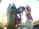 People facing water crisis shortage of water collecting from Handpumps