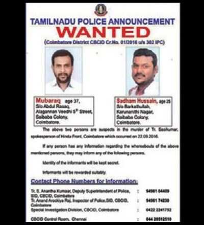 Hindu Munnani Man Murder Case: Cops Put Up 'wanted' Posters ...