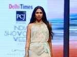 Model flaunts a dress designed by Nandita Mahtani